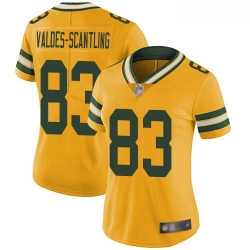 Packers #83 Marquez Valdes Scantling Yellow Women Stitched Football Limited Rush Jersey
