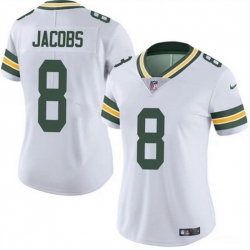 Women Green Bay Packers 8 Josh Jacobs White Vapor Untouchable Limited Stitched Jersey