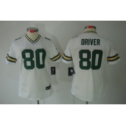 Women Green Bay Packers 80# Donald Driver White Color[NIKE LIMITED Jersey]