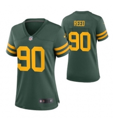 Women Green Bay Packers 90 Jarran Reed Green Legend Stitched Jersey