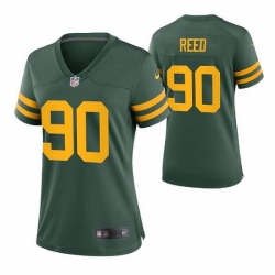 Women Green Bay Packers 90 Jarran Reed Green Legend Stitched Jersey