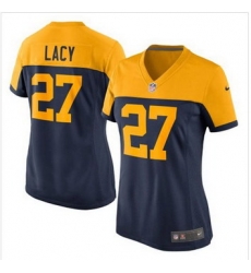 Women New Green Bay Packers #27 Eddie Lacy Navy Blue Alternate Stitched NFL New Elite Jersey