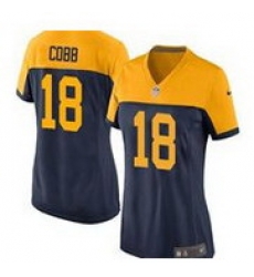 Women New Green Bay Packers#18 Randall Cobb Navy Blue Alternate Stitched NFL New Elite Jersey