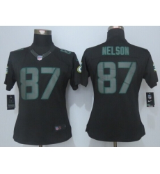 Women New Nike Green Bay Packers 87 Nelson Impact Limited Black Jerseys