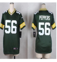 Women New Packers #56 Julius Peppers Green Team Color Stitched NFL Elite jersey
