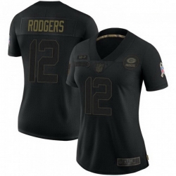 Women Nike Green Bay Packers 12 Aaron Rodgers Black 2020 Salute To Service Limited Jersey