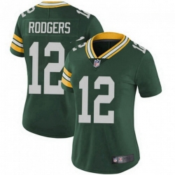 Women Nike Green Bay Packers 12 Aaron Rodgers Green Vapor Limited Jersey