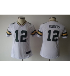 Women Nike Green Bay Packers 12# Rodgers White Nike NFL Jerseys