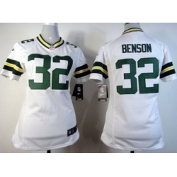 Women Nike Green Bay Packers #32 Cedric Benson White NFL Jerseys