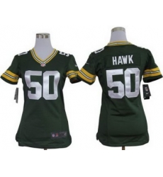 Women Nike Green Bay Packers 50 A.J.Hawk Green Nike NFL Jerseys