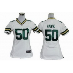 Women Nike Green Bay Packers 50 A.J.Hawk White Nike NFL Jerseys
