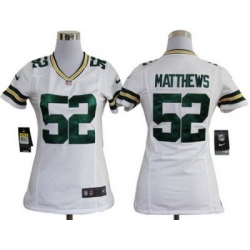 Women Nike Green Bay Packers 52 Matthews White Nike NFL Jerseys