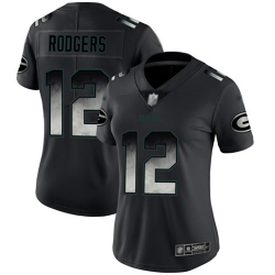Women Packers 12 Aaron Rodgers Black Stitched Football Vapor Untouchable Limited Smoke Fashion Jersey