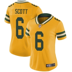 Women Packers 6 JK Scott Yellow Stitched Football Limited Rush Jersey