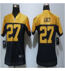 Women new Green Bay Packers #27 Eddie Lacy Navy Blue Alternate Elite Jersey