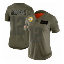 Womens Green Bay Packers 12 Aaron Rodgers Limited Camo 2019 Salute to Service Football Jersey