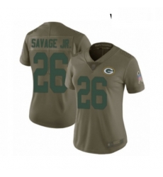 Womens Green Bay Packers 26 Darnell Savage Jr Limited Olive 2017 Salute to Service Football Jersey