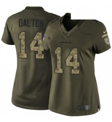 Womens Nike Cincinnati Bengals 14 Andy Dalton Elite Green Salute to Service NFL Jersey