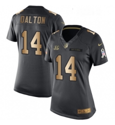 Womens Nike Cincinnati Bengals 14 Andy Dalton Limited BlackGold Salute to Service NFL Jersey