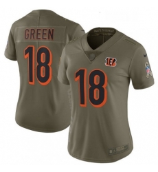 Womens Nike Cincinnati Bengals 18 AJ Green Limited Olive 2017 Salute to Service NFL Jersey