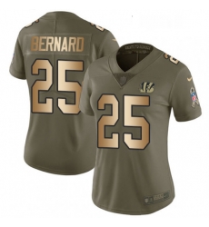 Womens Nike Cincinnati Bengals 25 Giovani Bernard Limited OliveGold 2017 Salute to Service NFL Jersey