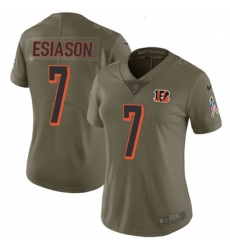 Womens Nike Cincinnati Bengals 7 Boomer Esiason Limited Olive 2017 Salute to Service NFL Jersey