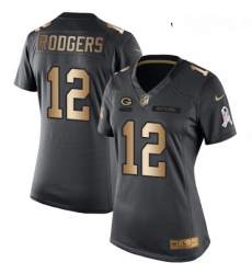Womens Nike Green Bay Packers 12 Aaron Rodgers Limited BlackGold Salute to Service NFL Jersey