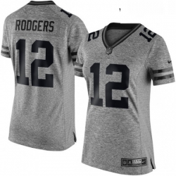 Womens Nike Green Bay Packers 12 Aaron Rodgers Limited Gray Gridiron NFL Jersey