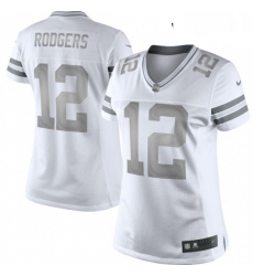 Womens Nike Green Bay Packers 12 Aaron Rodgers Limited White Platinum NFL Jersey