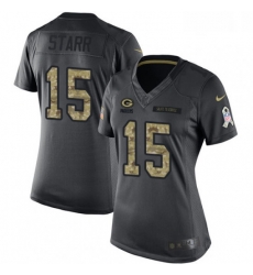 Womens Nike Green Bay Packers 15 Bart Starr Limited Black 2016 Salute to Service NFL Jersey