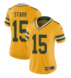 Womens Nike Green Bay Packers 15 Bart Starr Limited Gold Rush Vapor Untouchable NFL Jersey