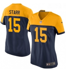 Womens Nike Green Bay Packers 15 Bart Starr Limited Navy Blue Alternate NFL Jersey