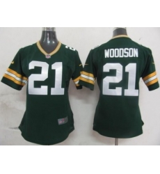 Womens Nike Green Bay Packers 21 Woodson Green Nike NFL Jerseys