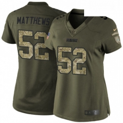 Womens Nike Green Bay Packers 52 Clay Matthews Elite Green Salute to Service NFL Jersey