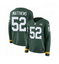 Womens Nike Green Bay Packers 52 Clay Matthews Limited Green Therma Long Sleeve NFL Jersey