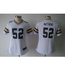 Womens Nike Green Bay Packers 52 Matthews White Nike NFL Jerseys