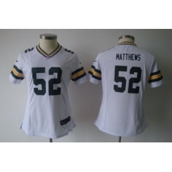 Womens Nike Green Bay Packers 52 Matthews White Nike NFL Jerseys