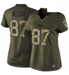 Womens Nike Green Bay Packers 87 Jordy Nelson Elite Green Salute to Service NFL Jersey