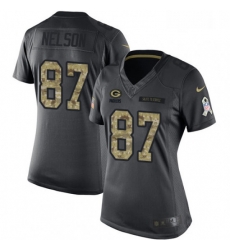 Womens Nike Green Bay Packers 87 Jordy Nelson Limited Black 2016 Salute to Service NFL Jersey