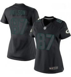Womens Nike Green Bay Packers 87 Jordy Nelson Limited Black Impact NFL Jersey