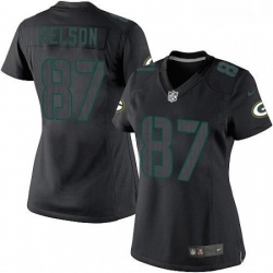 Womens Nike Green Bay Packers 87 Jordy Nelson Limited Black Impact NFL Jersey