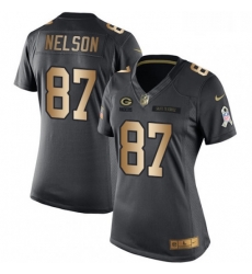 Womens Nike Green Bay Packers 87 Jordy Nelson Limited BlackGold Salute to Service NFL Jersey