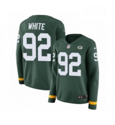 Womens Nike Green Bay Packers 92 Reggie White Limited Green Therma Long Sleeve NFL Jersey