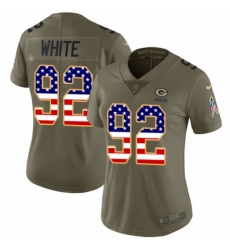 Womens Nike Green Bay Packers 92 Reggie White Limited OliveUSA Flag 2017 Salute to Service NFL Jersey