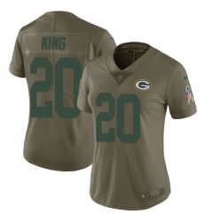 Womens Nike Packers #20 Kevin King Olive  Stitched NFL Limited 2017 Salute to Service Jersey