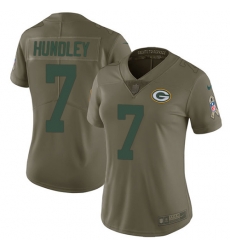Womens Nike Packers #7 Brett Hundley  Limited Olive 2017 Salute to Service NFL Jersey