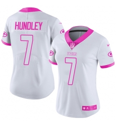 Womens Nike Packers #7 Brett Hundley White Pink  Limited Rush Fashion NFL Jersey