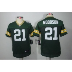 Nike Youth Green Bay Packers #21 Woodson Green Color[Youth Limited Jerseys]