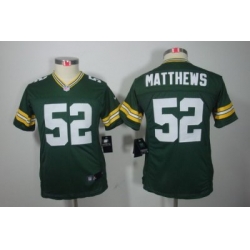 Nike Youth Green Bay Packers #52 Matthews Green Color[Youth Limited Jerseys]