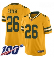 Packers #26 Darnell Savage Yellow Youth Stitched Football Limited Rush 100th Season Jersey